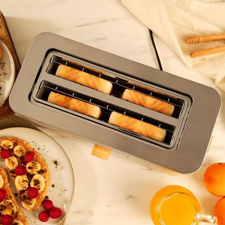 Cecotec Vertikaler Toaster mit 2 Langschlitzen Touch&Toast Extra Double, 1500 W, 4 Scheiben Brot, Ex