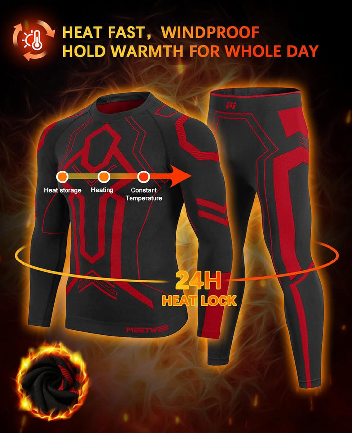 MEETWEE Thermounterwäsche Herren Atmungsaktiv Männer Thermo Funktionswäsche Winter Skiunterwäsche Un