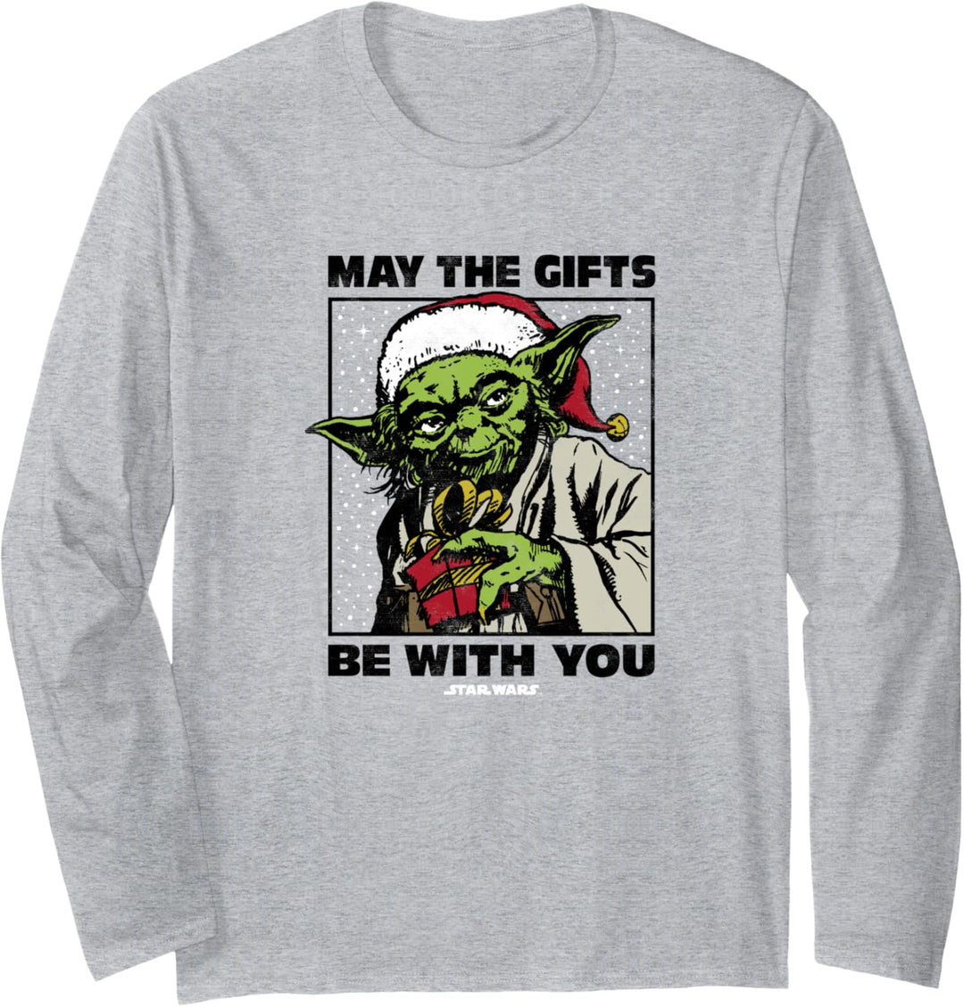 Star Wars Christmas Yoda Boxed Presents Be With You Langarmshirt