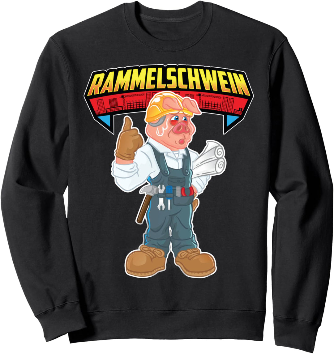 Rammelschwein Schwein Bauhelm Bauarbeiter Hausbau Arbeiter Sweatshirt