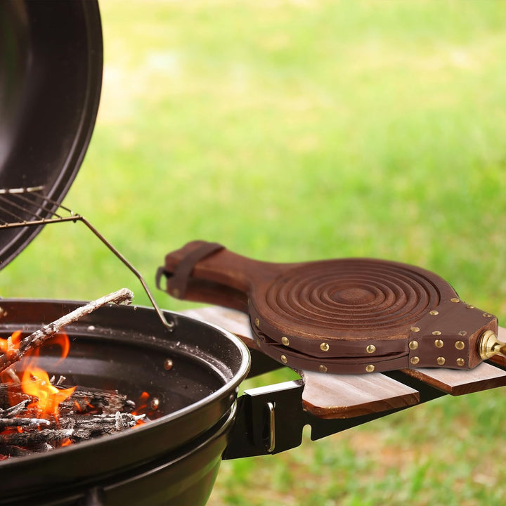 Relaxdays Blasebalg, Holz, Luftgebläse für Grill & Kamin, Länge: 47 cm, rustikales Design, Handblase