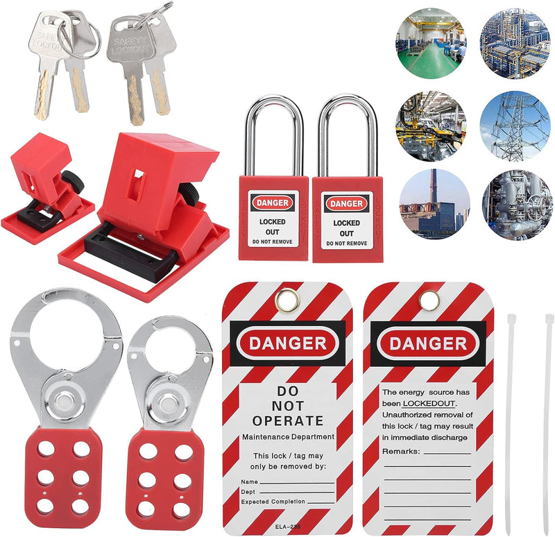 15Pcs Lockout Tagout Kit Sicherheits-Lockout-Vorhängeschlösser Loto Hasps Elektrische Sicherheit Too
