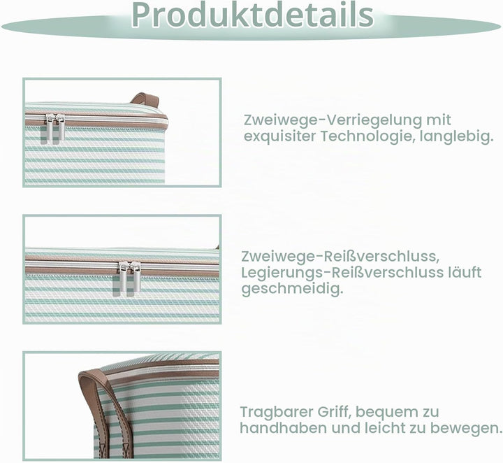 2 Stücke180L Aufbewahrungstasche Gross, Aufbewahrungsbox mit Deckel für Kleidung und Steppdecken, Au