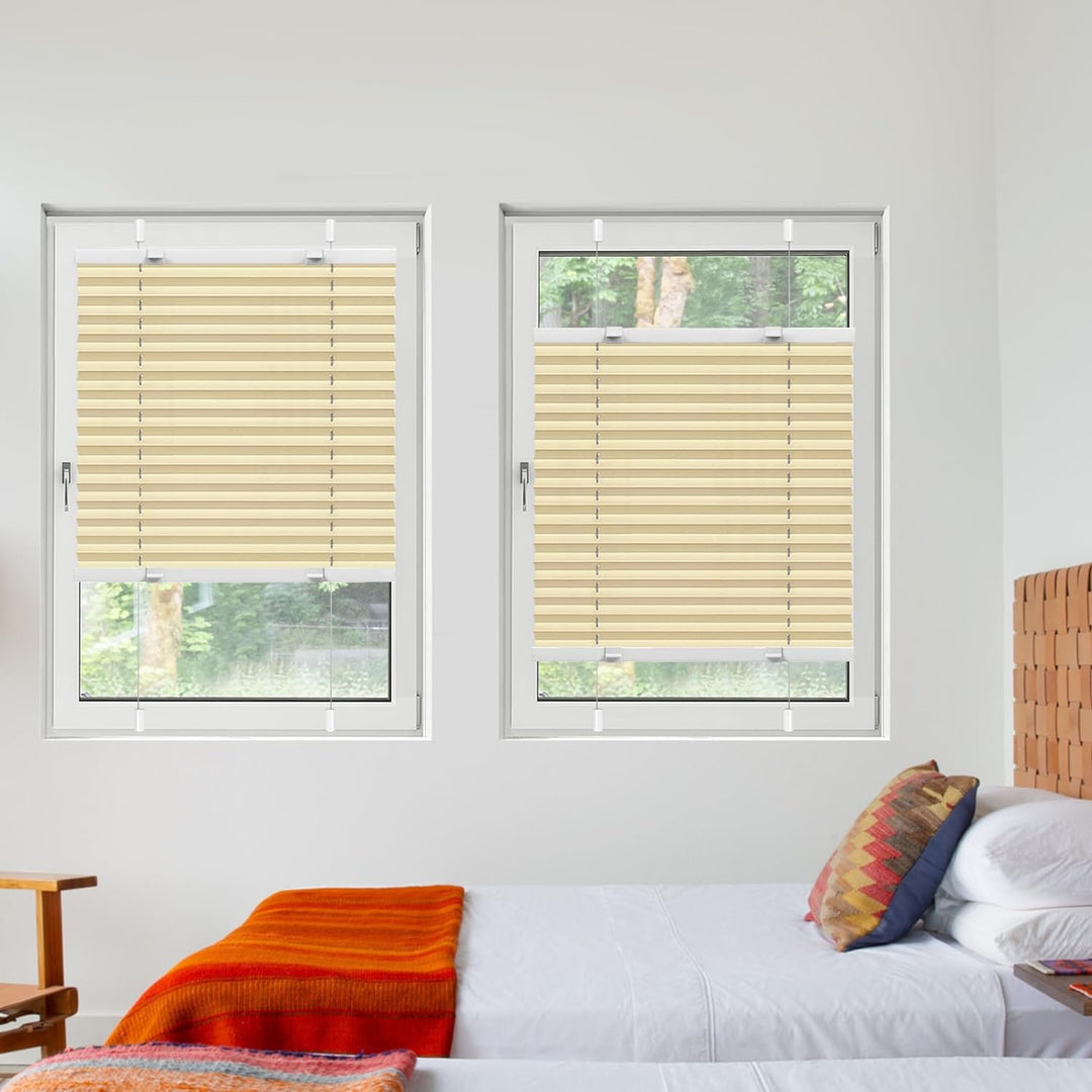 Victoria M. Easyfix Plissee Faltrollo ohne Bohren Plisseeanlage Klemmfix mit Klemmträger für Fenster