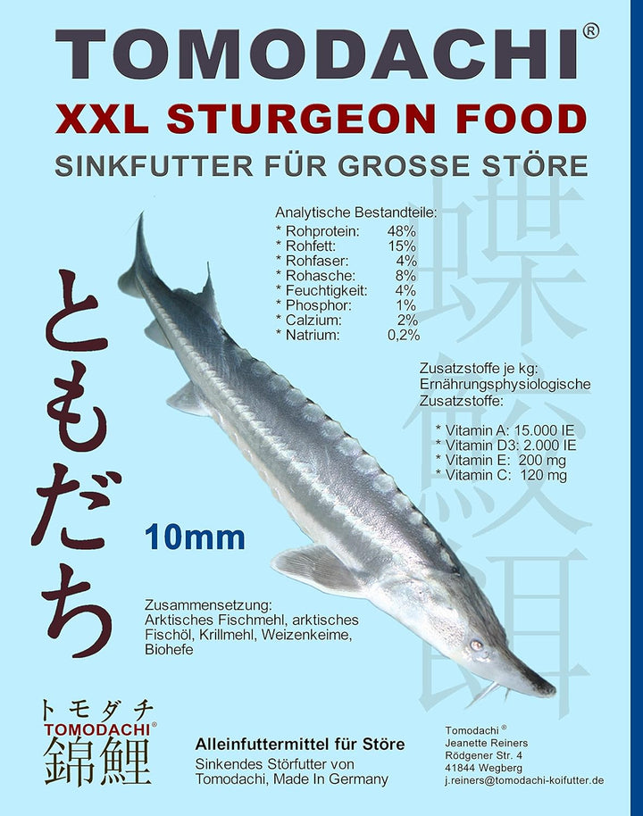 Tomodachi Störfutter extragross 10mm Störsinkfutter, Energiefutter für Störe, deutsche Top Qualität,
