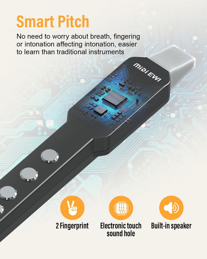 Digitales Blasinstrument, Elektrisches Blasinstrument Schwarz Unterstützt MIDI-Bluetooth, Elektronis