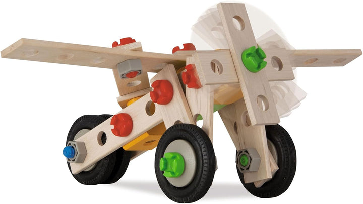 Eichhorn Constructor Kran, vielseitiges Holzspielzeug, 170 Bauteile, 5 Verschiedene Konstruktionen,