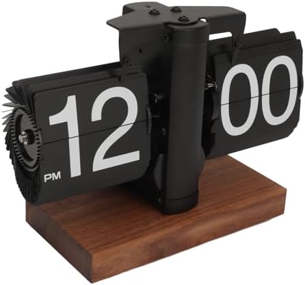 Flip Clock Vintage, Retro-Uhr, Automatisch Drehende, Batteriebetriebene Mechanische Uhr für Zuhause,