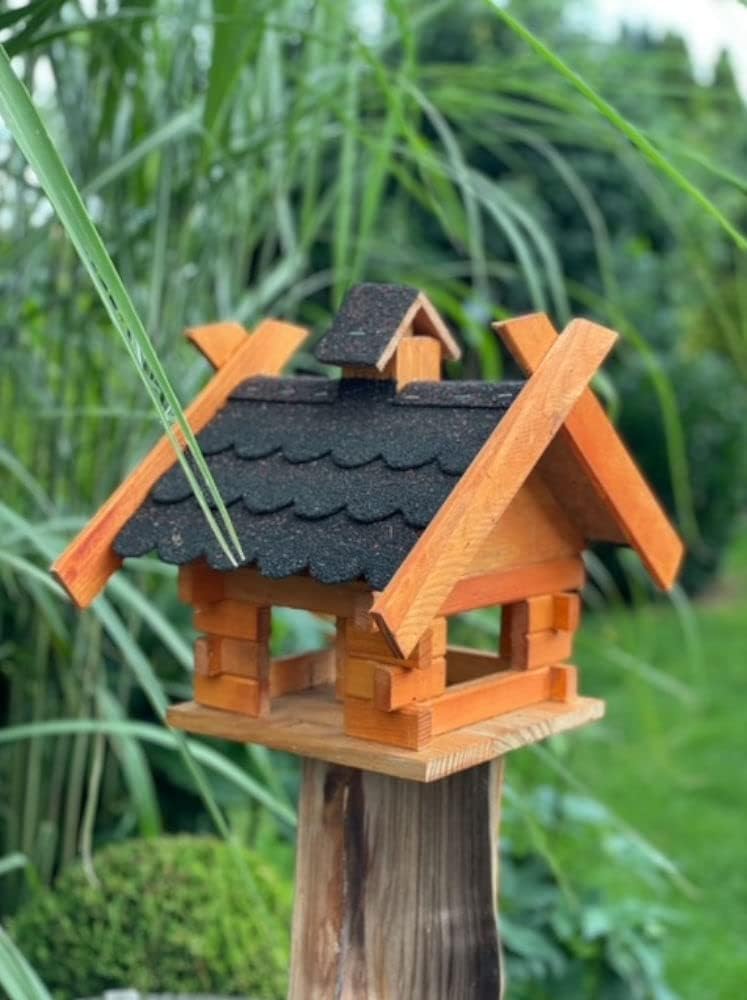 Rechteckiges Vogelhaus M - XL wetterfest aus Holz Vogel Futterstelle Haus mit und ohne Ständer (Grös