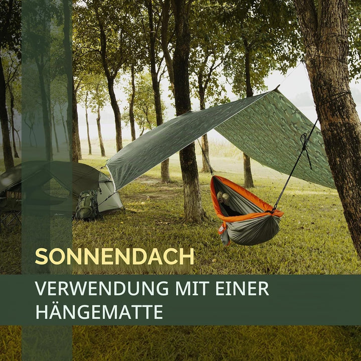Tarp 3x4M Wasserdicht, Ultraleicht Camping Zeltplane, mit 15 Öse+6 Aluminiumstifte+8 Nylonseile, Ant