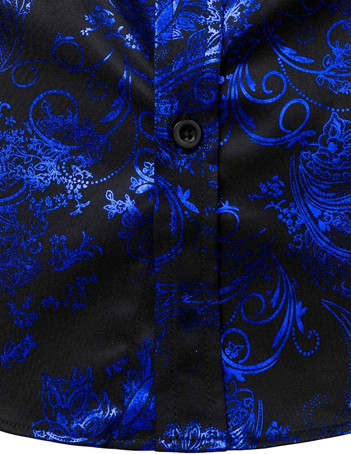 PARKLEES Herren Hipster Gold Rose Gedruckt Slim Fit Kurzarm Button Down Kleid Shirts M Cl23-königsbl
