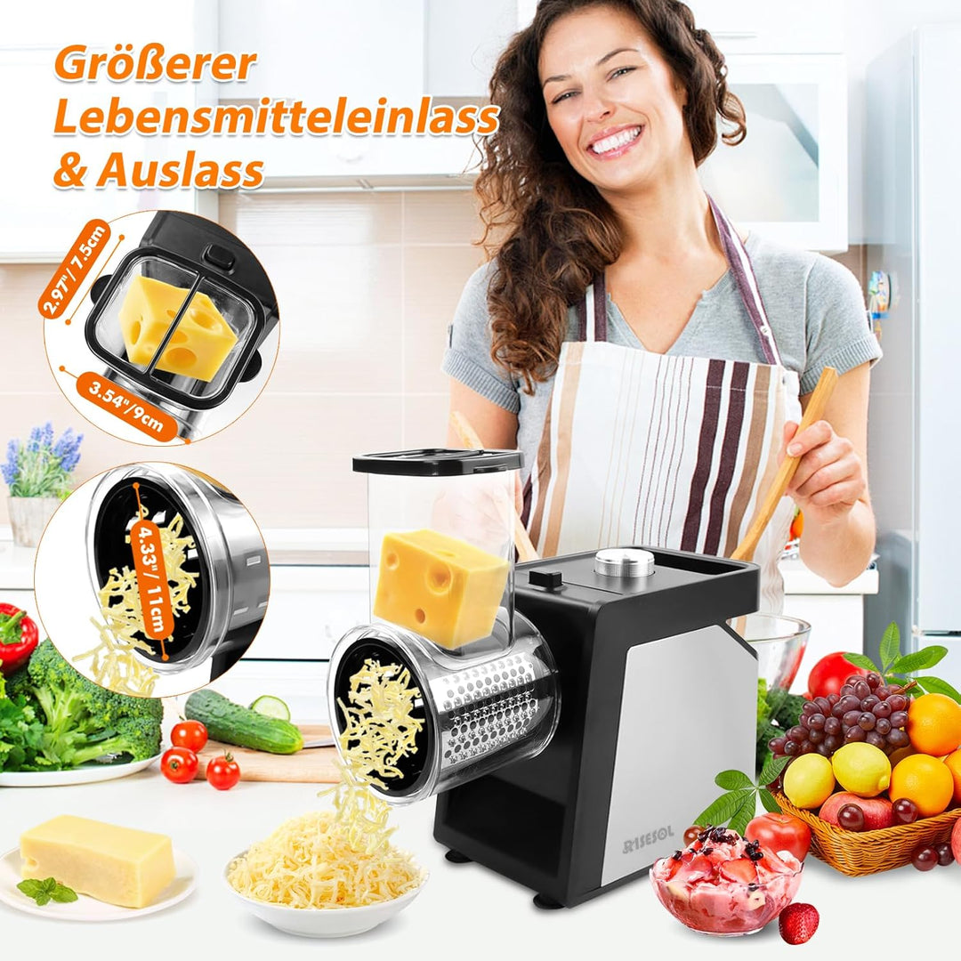 7 in 1 Gemüseschneider Elektrisch Ice Crusher Gemüsehobel Edelstahl Eisrasierer mit 7 Klingen 250W K
