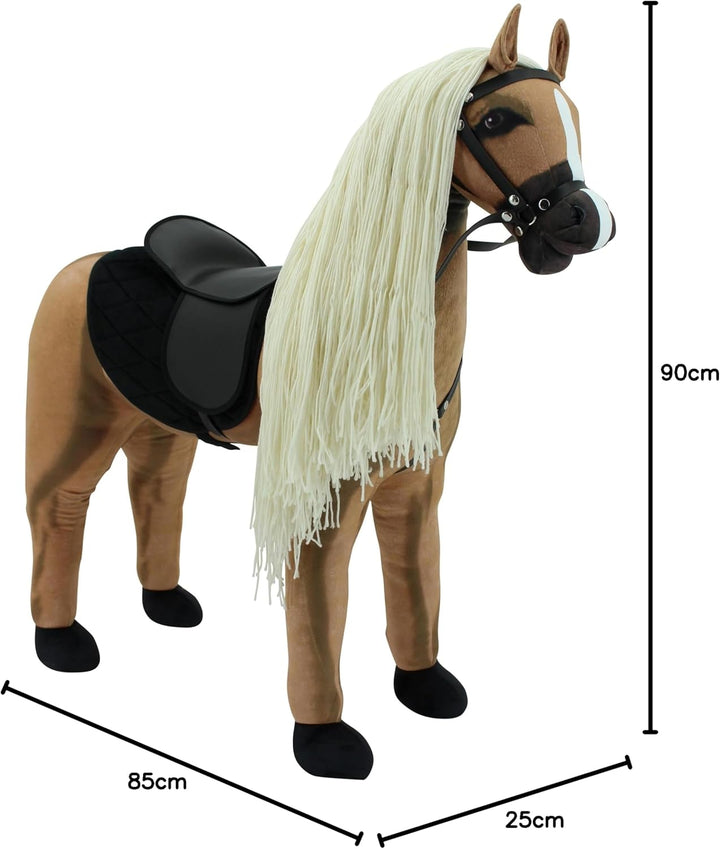 Sweety Toys Stehpferd zum Reiten- Plüschpferd Reittier Keine Montage erforderlich (Hellbraun), Hellb