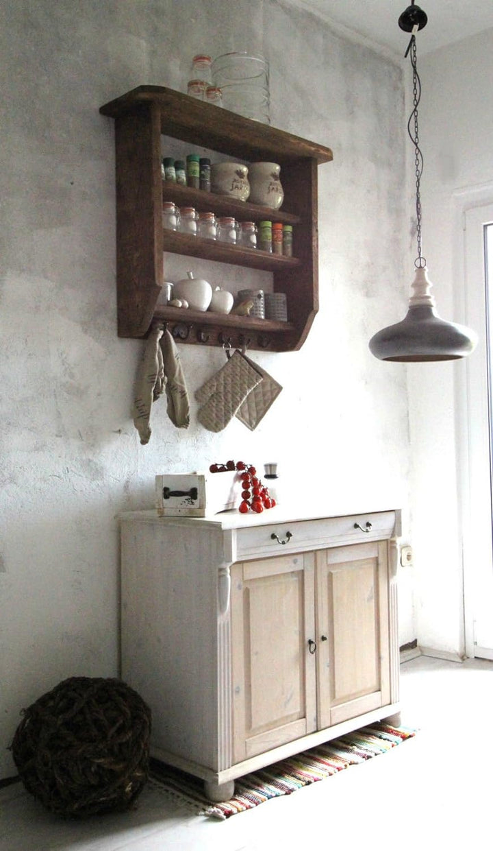 Dekorie Holz Küchenregal für Gewürzte Shabby Vintage fertig montiert (Braun), Braun