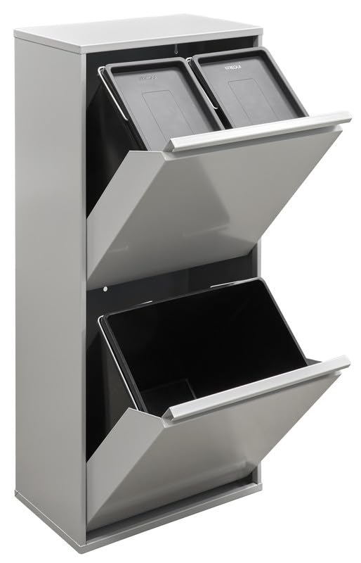 ARREGUI Basic CR402-B Mülltrennsystem aus Stahl | 3 Fächer Mülleimer für die Küche | 3 Fach Abfallei
