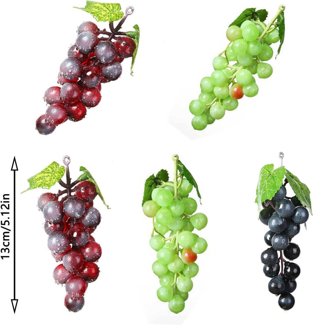 15 Stück Deko Kunststoff Weintrauben, Lebensechte Traube Deko, Künstliches Obst Gemüse Dekoration, f