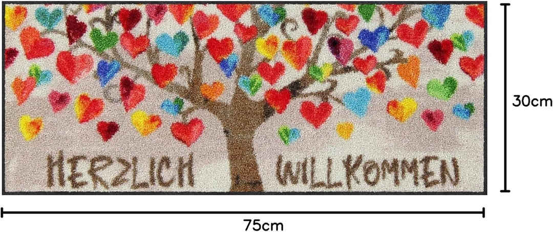Salonloewe Minimatte Herzbaum 030x075 cm Fussabtreter Sauberlaufmatte draussen Fussmatte Indoor Schm
