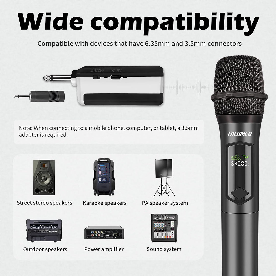talomen Mikrofon kabellos,Drahtloses Funkmikrofon Wireless Microphone,Dual Mikrofon Kabellos Set,Han