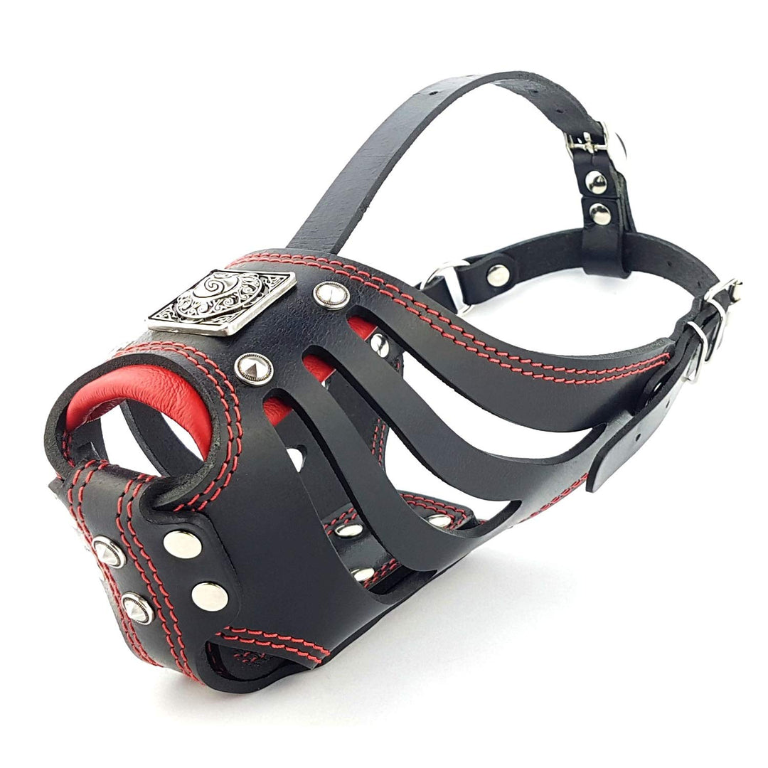 Bestia ''Eros'' Maulkorb in Schwarz XL- bis 36 cm Schnauzenumfang Schwarz & Red, XL- bis 36 cm Schna