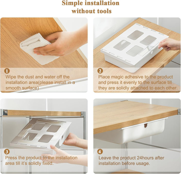 FRETONBA Schublade unter Schreibtisch, Aufbewahrungsbox, Selbstklebende Organizer für Büro, Versteck