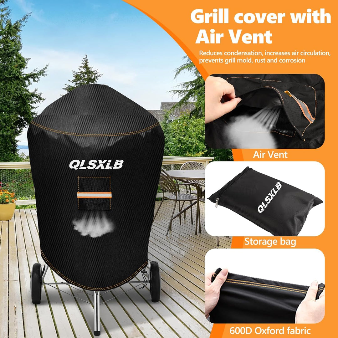 kugelgrill Abdeckung Wetterfest, Abdeckhaube für Kettle Holzkohlegrill, 600D Oxford Grillabdeckung R