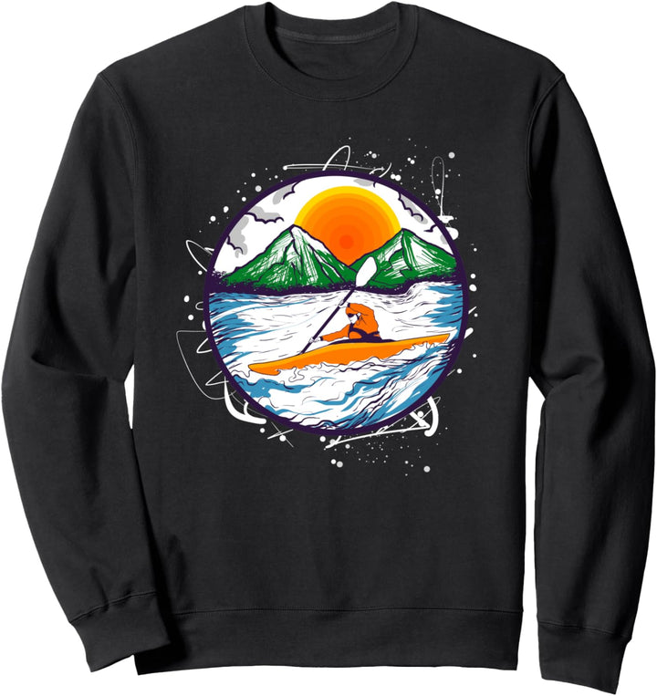 Kayaking Mountains und Sunset Gift Kayak Sweatshirt