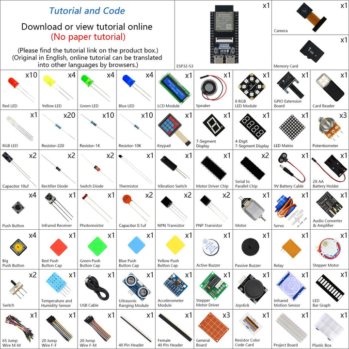 FREENOVE Ultimate Starter Kit for ESP32-S3-WROOM (Included) (Compatible with Arduino IDE), Onboard C