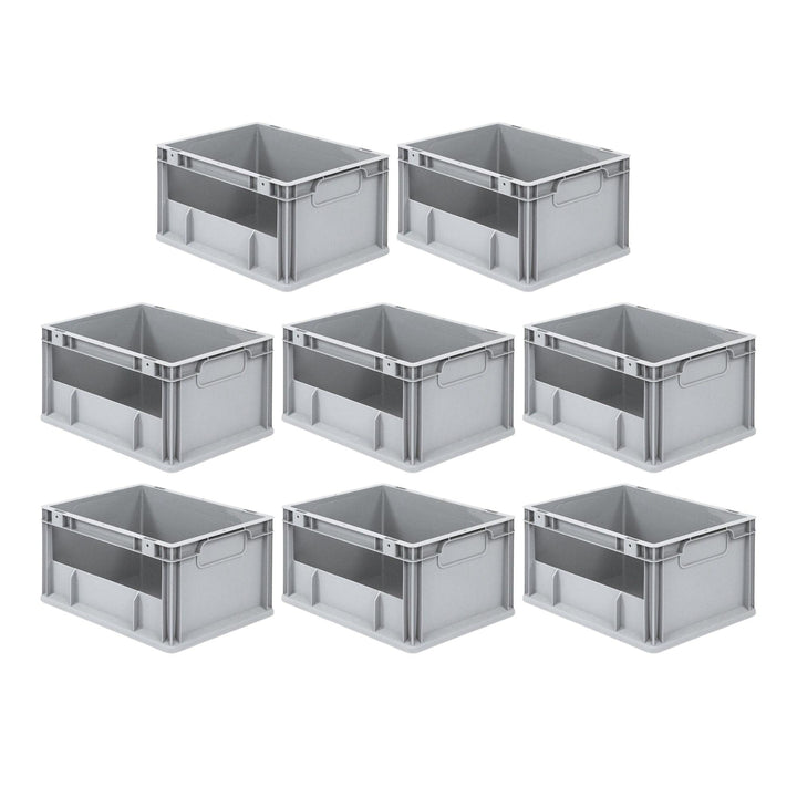SuperSparSet 8x Eurobox NextGen Insight | HxBxT 22x30x40cm | 20 Liter | Seite offen | Eurobehälter,