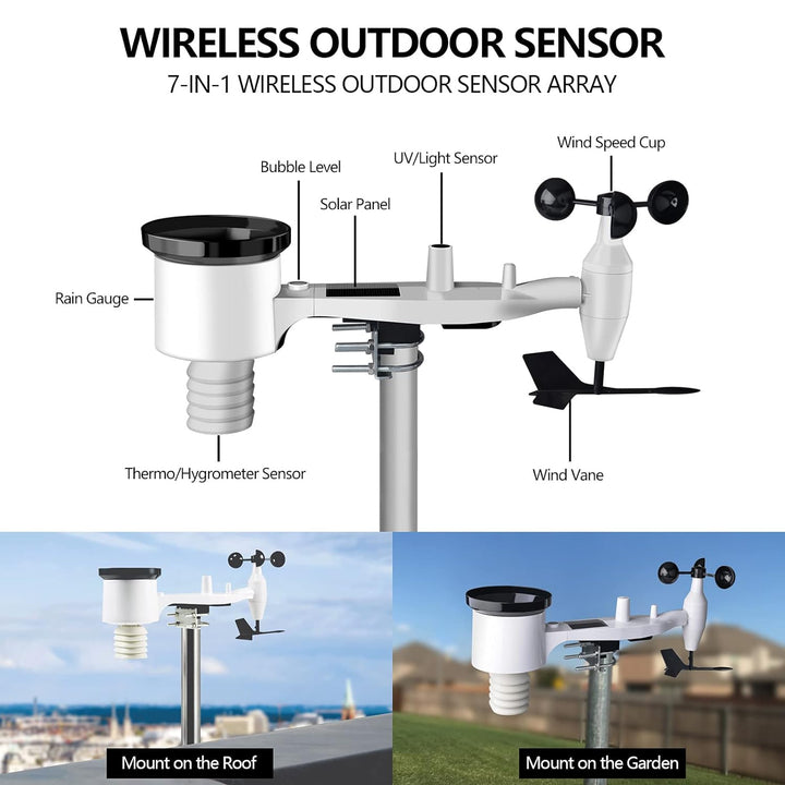 Ecowitt Wetterstation mit WLAN, professionelle digitale Wettervorhersagestation mit grossem Farbdisp