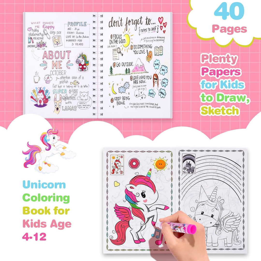 TCJJ Unicorn Painting Set 66Pcs Malset Mädchen 4-12 Jahre mit Einhorn-Aufbewahrungsbox,Malkoffer für
