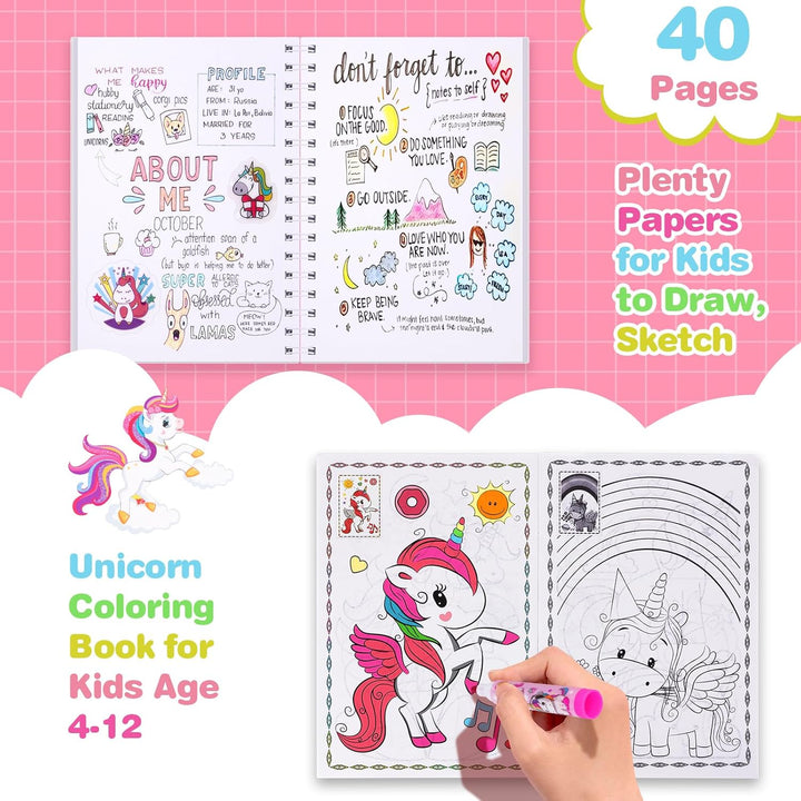 TCJJ Unicorn Painting Set 66Pcs Malset Mädchen 4-12 Jahre mit Einhorn-Aufbewahrungsbox,Malkoffer für