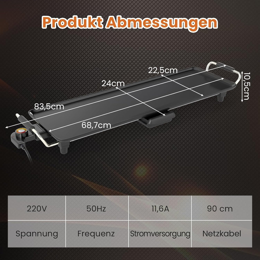 GOPLUS Elektrische Tischgrill, Teppanyaki Grill für 6-8 Personen, Elektrogrill mit 4 einstellbarer T