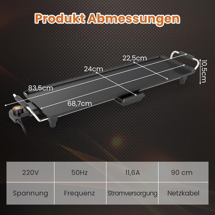 GOPLUS Elektrische Tischgrill, Teppanyaki Grill für 6-8 Personen, Elektrogrill mit 4 einstellbarer T