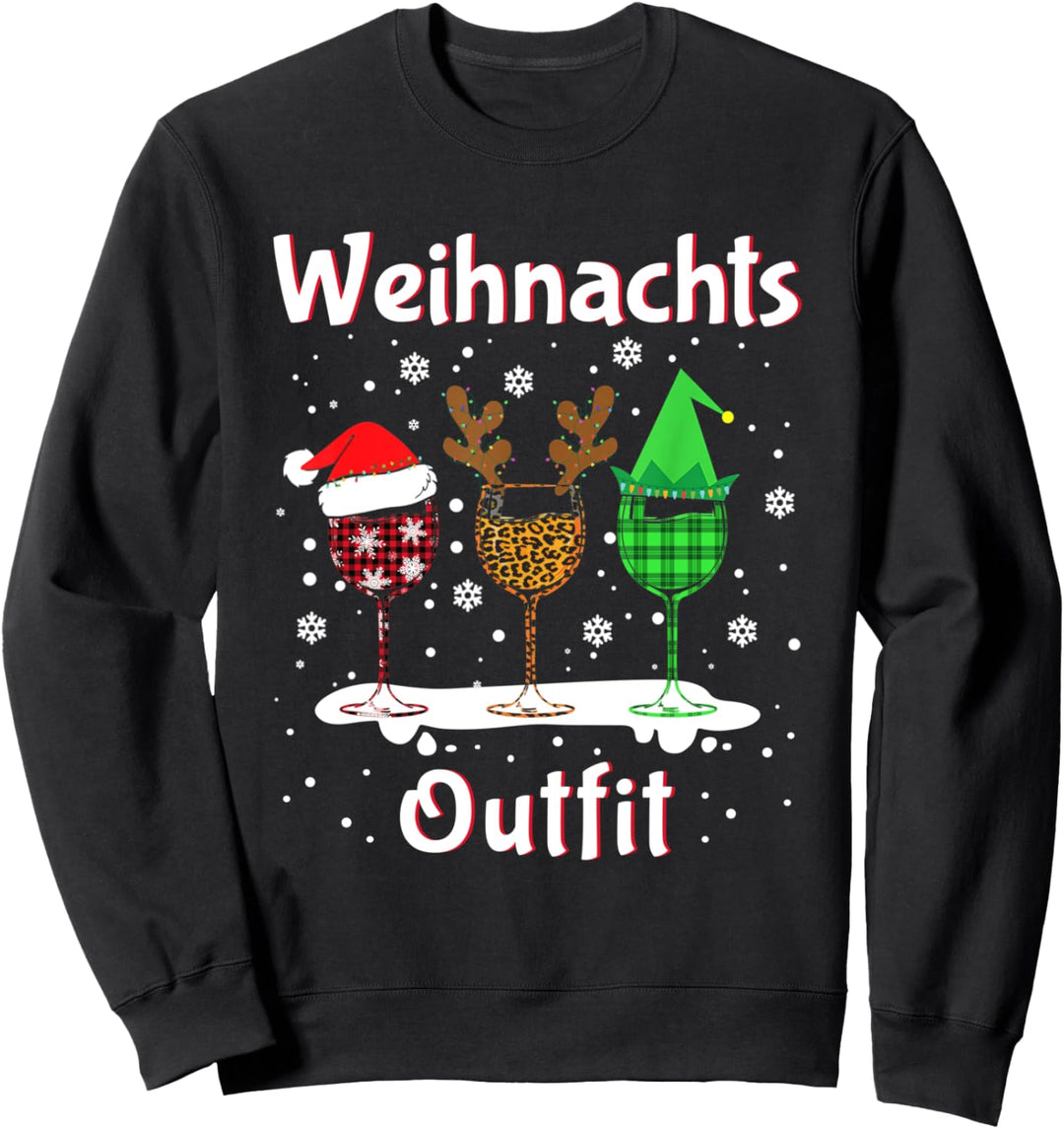 Weihnachtsoutfit Damen Weihnachten Wein Lustiges Weihnachts Sweatshirt