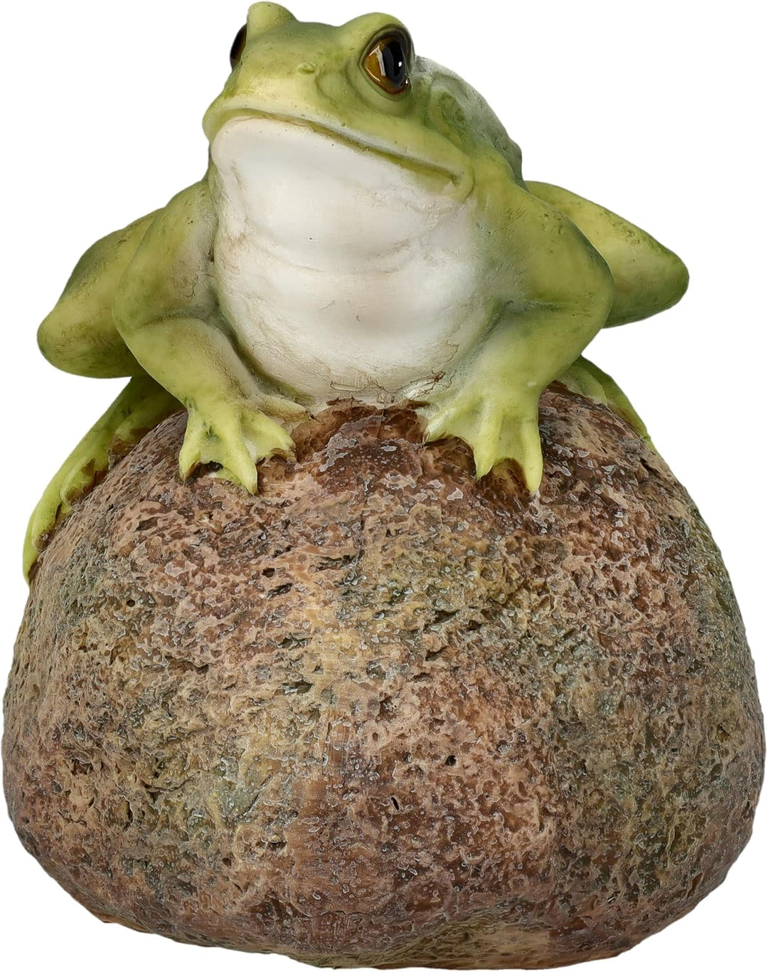 Figuren Shop GmbH Naturgetreue HotAnt Gartenfigur: Frosch auf Stein 11,5 cm - Wetterfeste Gartendeko