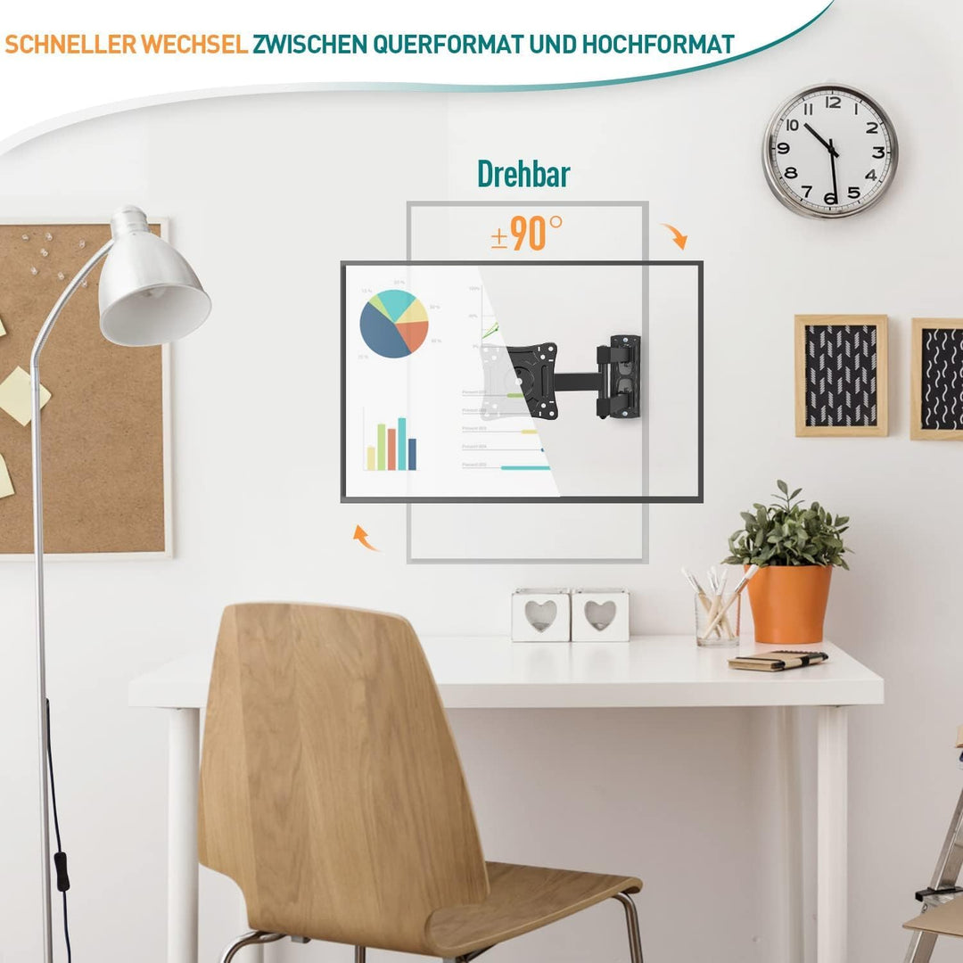 ELIVED Monitor Wandhalterung Schwenkbar Neigbar für die meisten 14-30 Zoll Bildschirme bis 15kg, Max