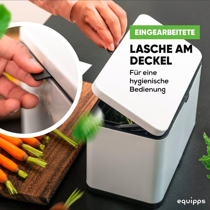 equipps Bio Mülleimer 3L | Komposteimer Küche für Bio Müll & Co | Mülleimer mit Geruchsfilter | Komp