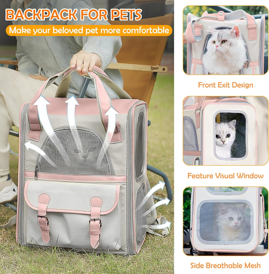 ALLSOPETS Haustier Rucksack mit Netzfenster Tragbare und Faltbare Hunderucksack für Katzen und Hunde