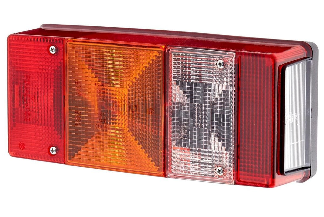 HELLA - Heckleuchte - Glühlampe - 12V - Anbau - Lichtscheibenfarbe: rot/gelb - Stecker: Flachstecker