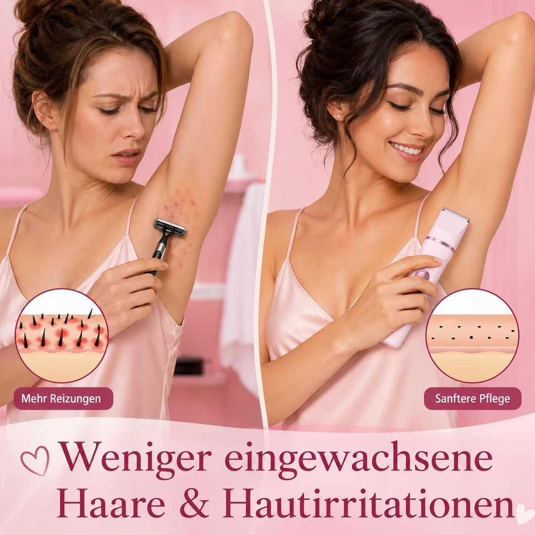 Rasierer Damen, 3-in-1 Intimrasierer für Frauen, für Körper &amp; Bikinizone Trimmer, Gesichtshaarentfer