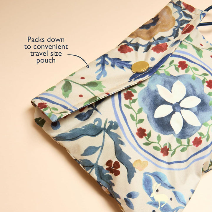 Rosewood x Joules Festival Floral Packaway Hundejacke, Grösse L, leicht, wasserabweisend, mit Kapuze
