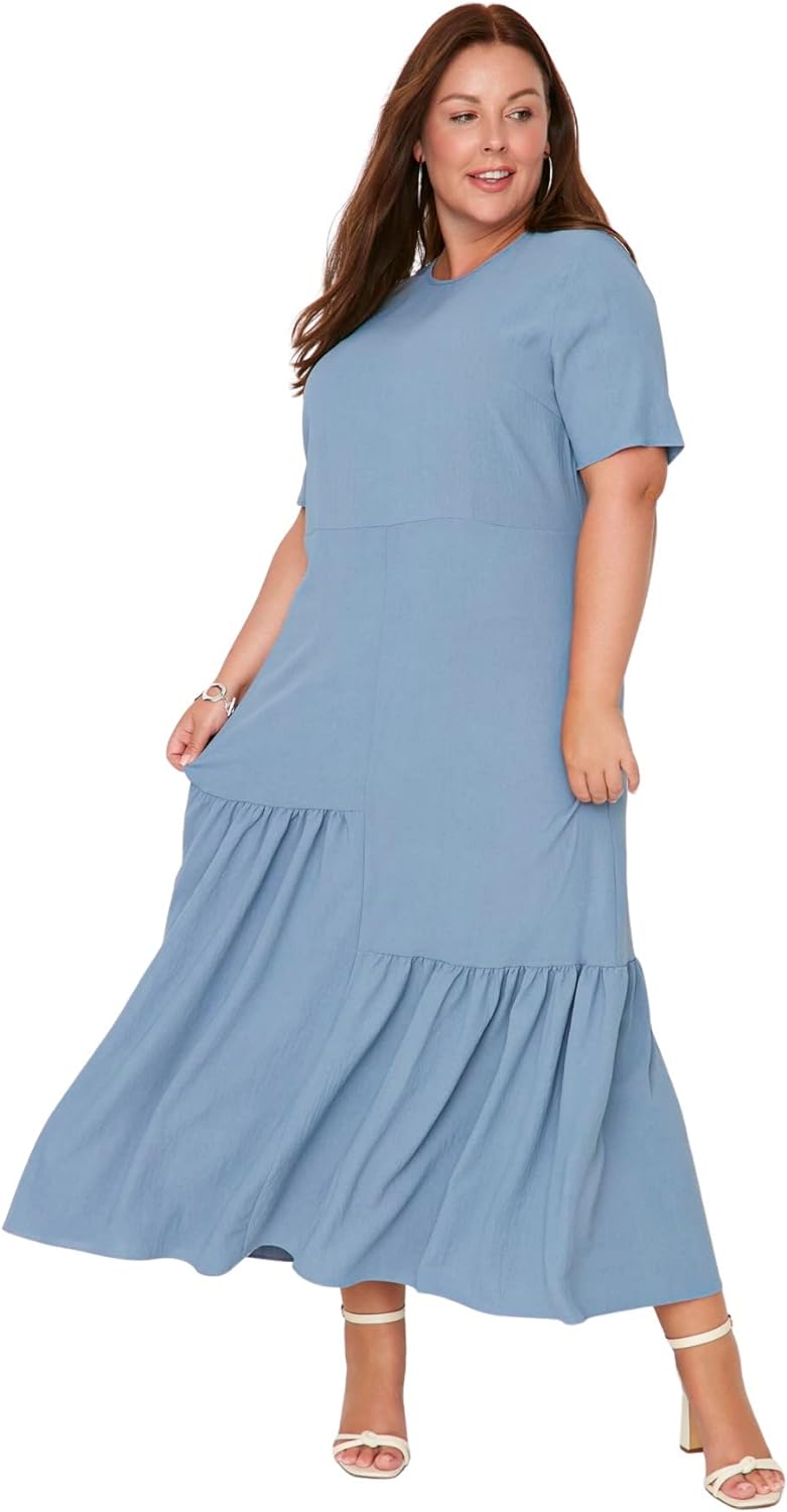 Trendyol Maxi Ruffle Hem Regular Plus Size Dress Kleid,