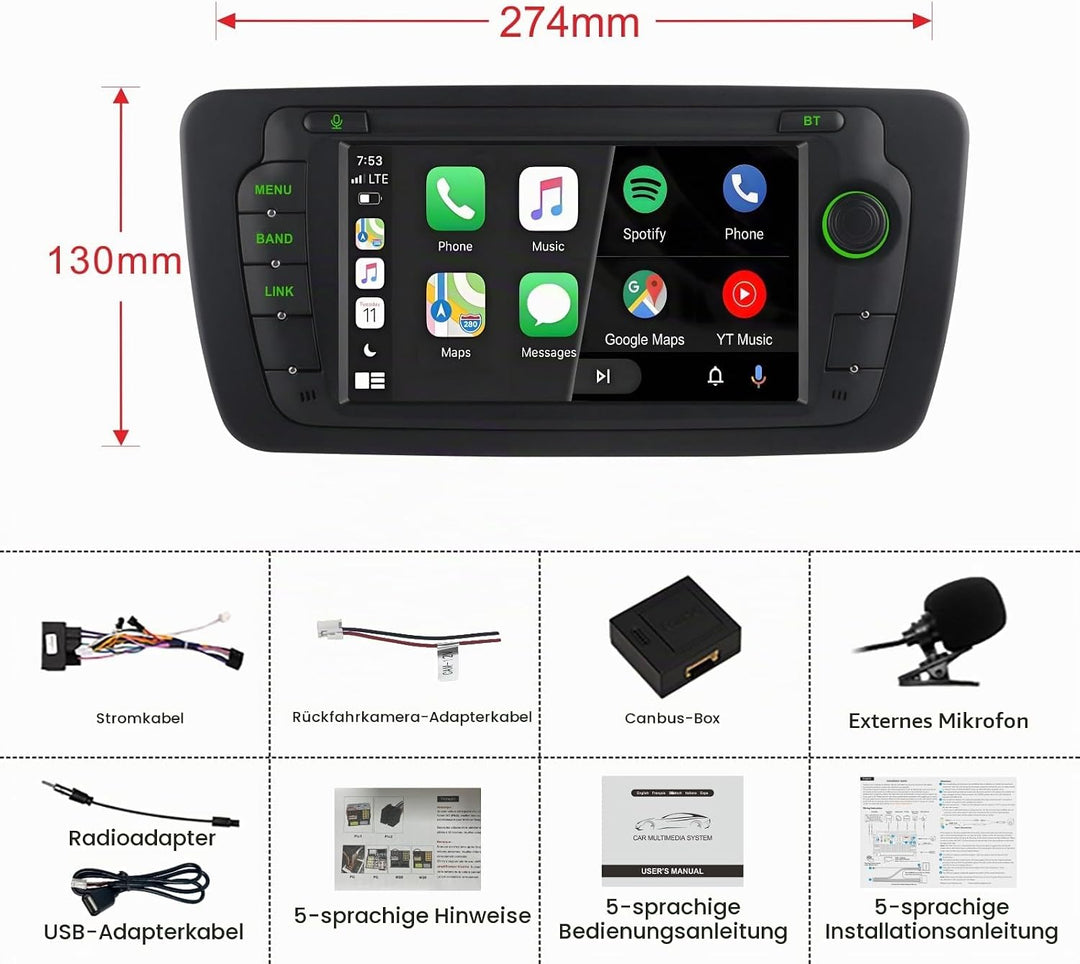 Auto-Radio für Seat Ibiza 6j IV 2008-2014 | Linux-System,Hohe Leistung, Ibiza Radio mit Wireless Car