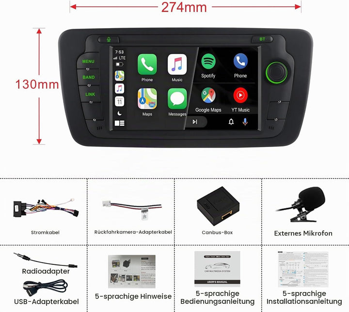 Auto-Radio für Seat Ibiza 6j IV 2008-2014 | Linux-System,Hohe Leistung, Ibiza Radio mit Wireless Car
