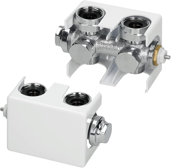 ECD Germany Badheizkörper Mittelanschluss 750 x 1800 mm Weiss gebogen mit Thermostat und Anschlussga