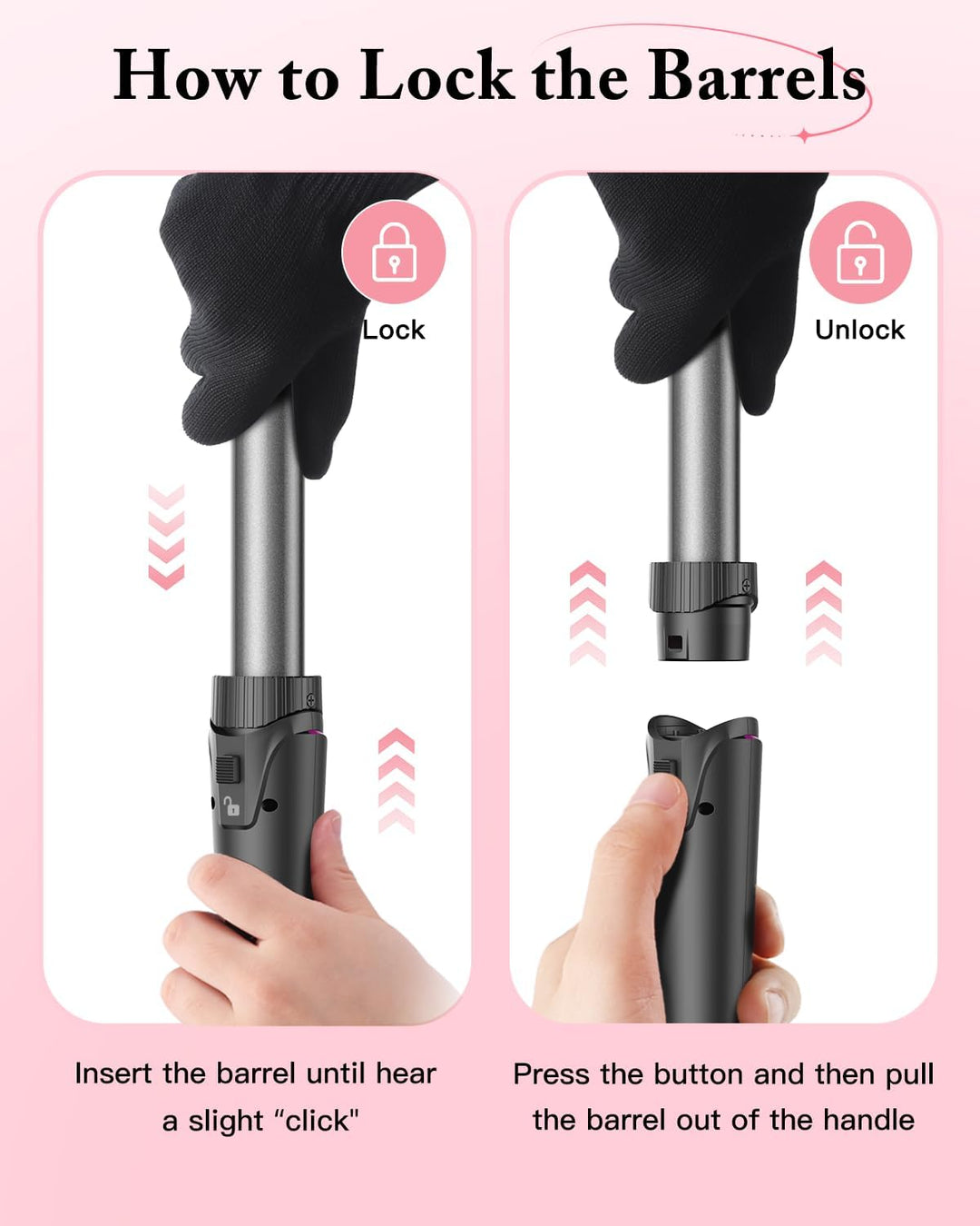 Lockenstab set 5 in 1 Welleneisen - Lockenstäbe 3 Fässer für Grosse Keine Locken Keramik Lockenwickl
