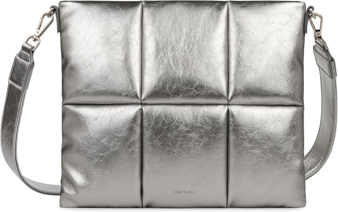 Comfyable Puffy Laptophülle 13 Zoll 14 Zoll, Puffer Laptop-Tragetasche mit Crossbody-Gurt, Kissenbez