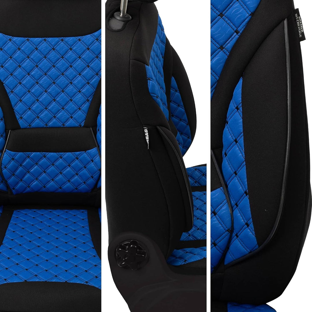 BREMER SITZBEZÜGE Mass Sitzbezüge Schonbezüge für Mercedes B-Klasse W247 ZM6 ZM6 - Schwarz / Blau B-