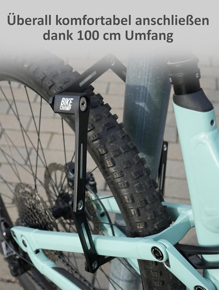 Fahrradschloss aus Stahl | sicherer Diebstahlschutz | extra leichtes Faltschloss mit 100 cm Länge in