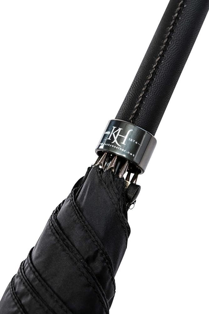 LUCKYWEATHER Regenschirm Stockschirm Damen Rüschenschirm schwarz/violett Auf-Automatik Double Layer